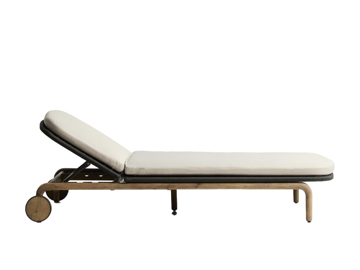 Kave Home Alipa ligstoel van massief acaciahout en donkergrijs touw FSC 100%