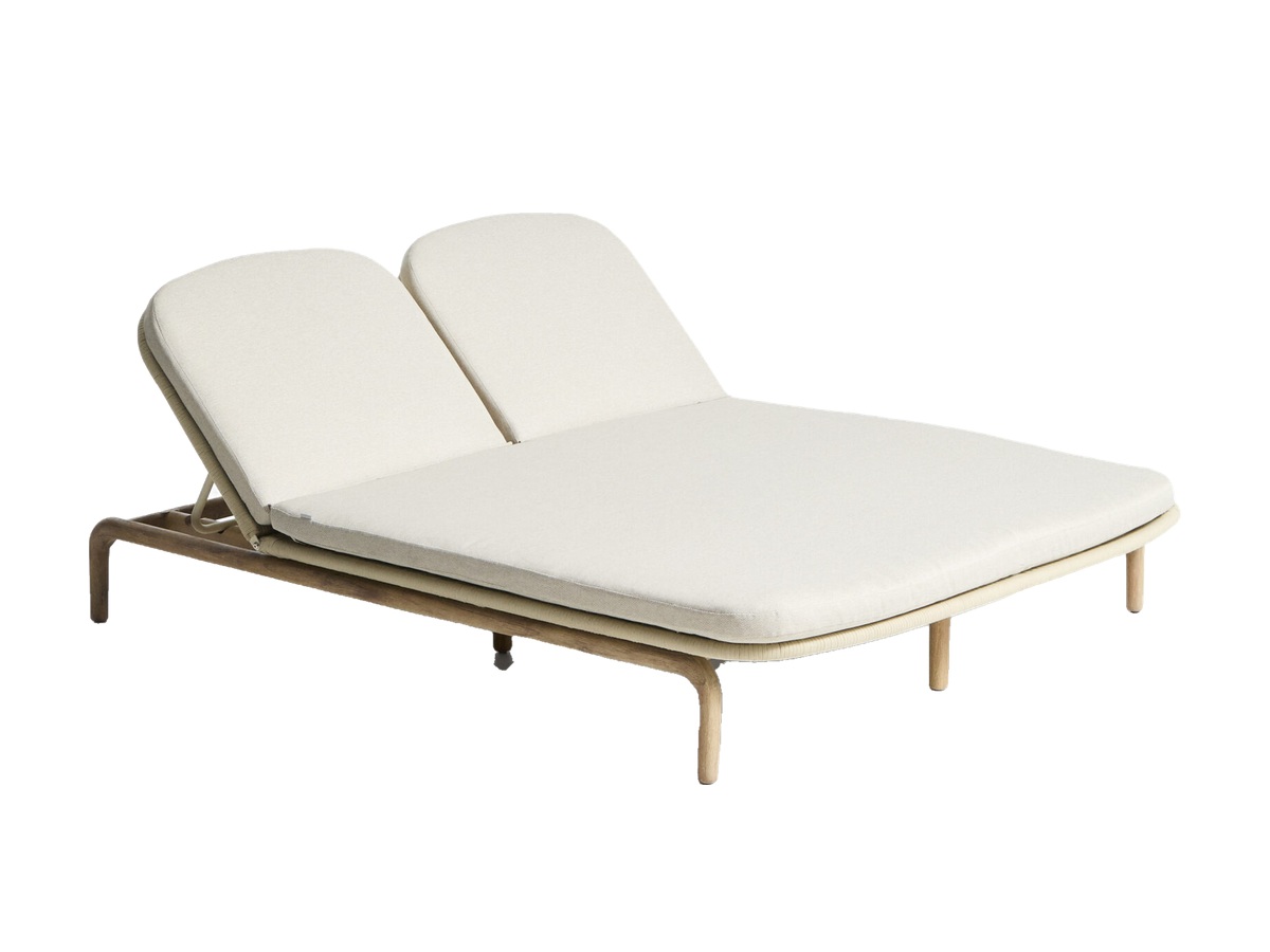 Kave Home Alipa tweepersoons ligstoel van massief acaciahout en ecru touw FSC 100%