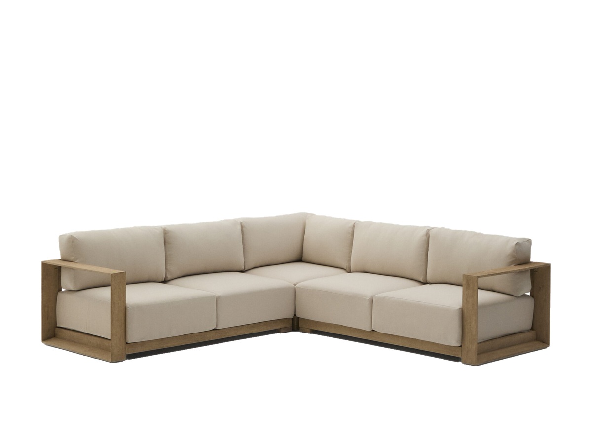 Kave Home Ambra 5-zitshoekbank in massief acaciahout met klare afwerking 248 cm FSC 100%