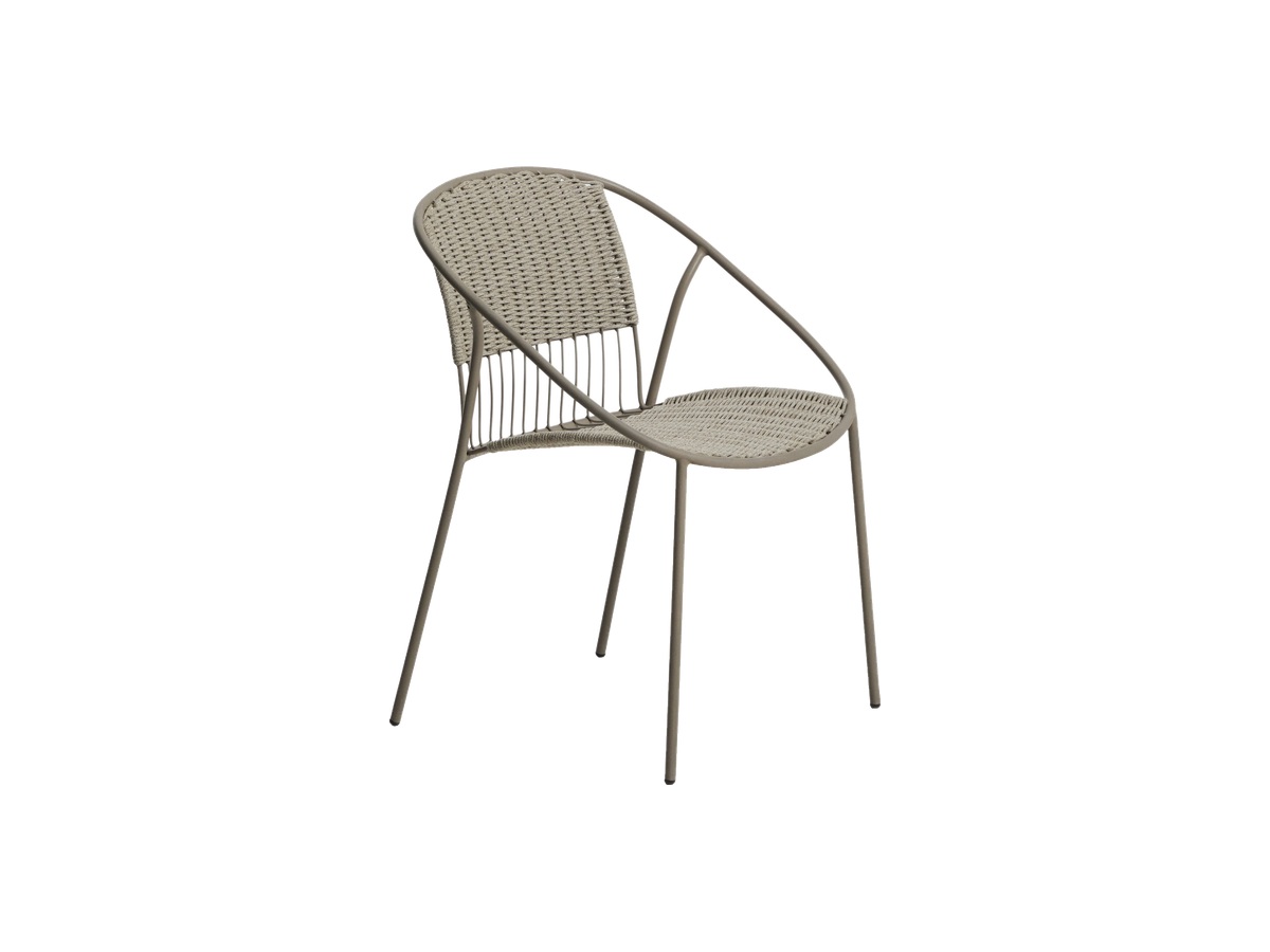 Kave Home Atrani stapelbare outdoor stoel van gegalvaniseerd staal en taupekleurig touw