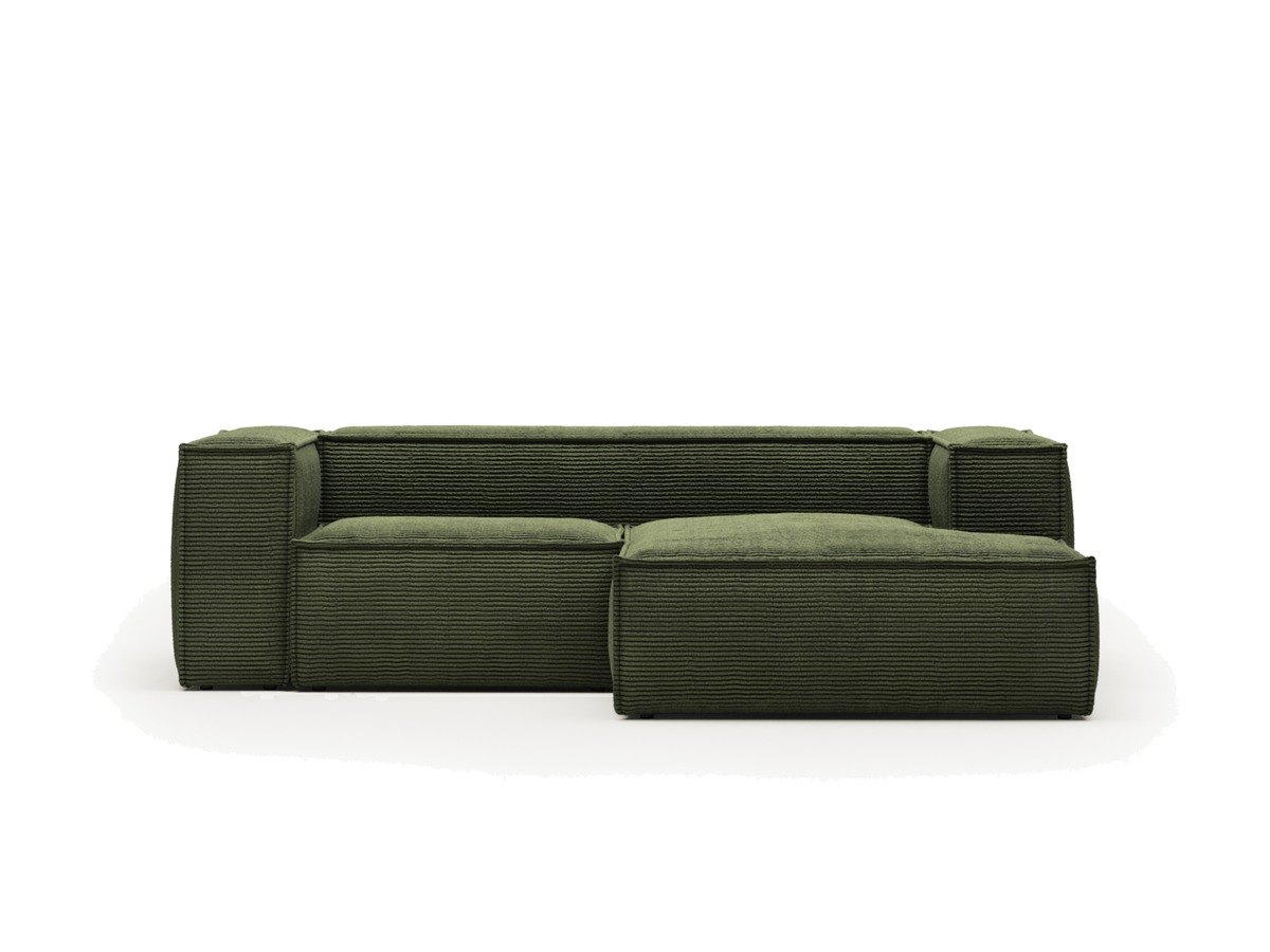 Kave Home Blok 2-zitsbank in dik groen ribfluweel en met chaise longue rechts 240 cm FSC Mix Credit
