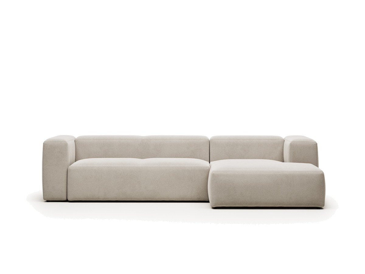 Kave Home Blok 3-zitsbank in beige chenille en met chaise longue rechts 300 cm FSC Mix Credit