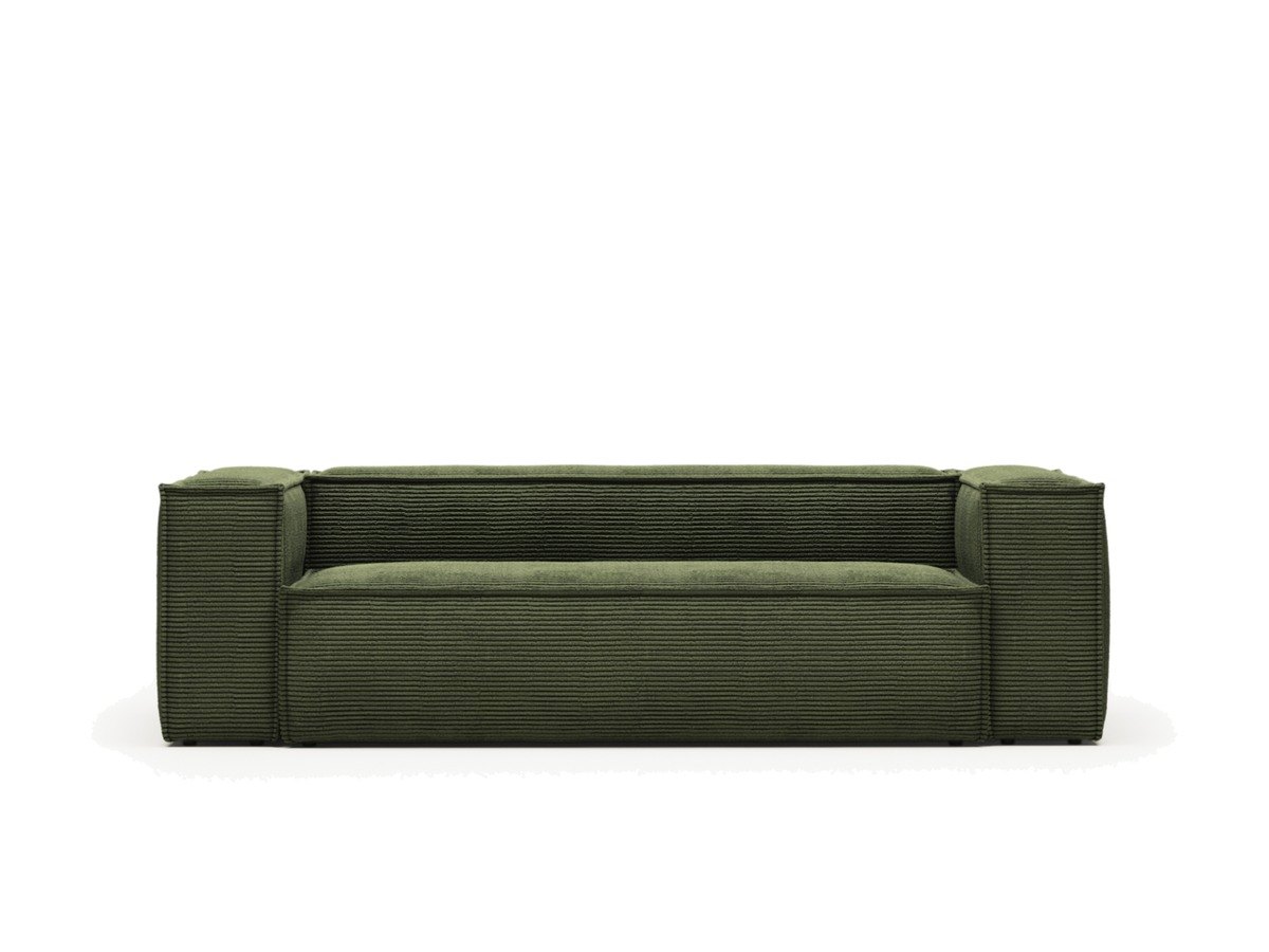 Kave Home Blok 3-zitsbank in dik groen ribfluweel 240 cm FSC Mix Credit