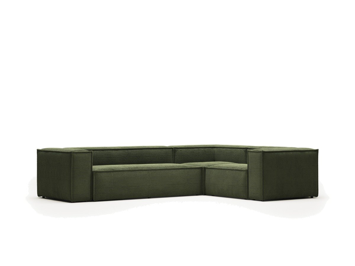Kave Home Blok 4 zits hoekbank in groen ribfluweel 320 x 230 cm / 230 x 320 cm FSC Mix Credit