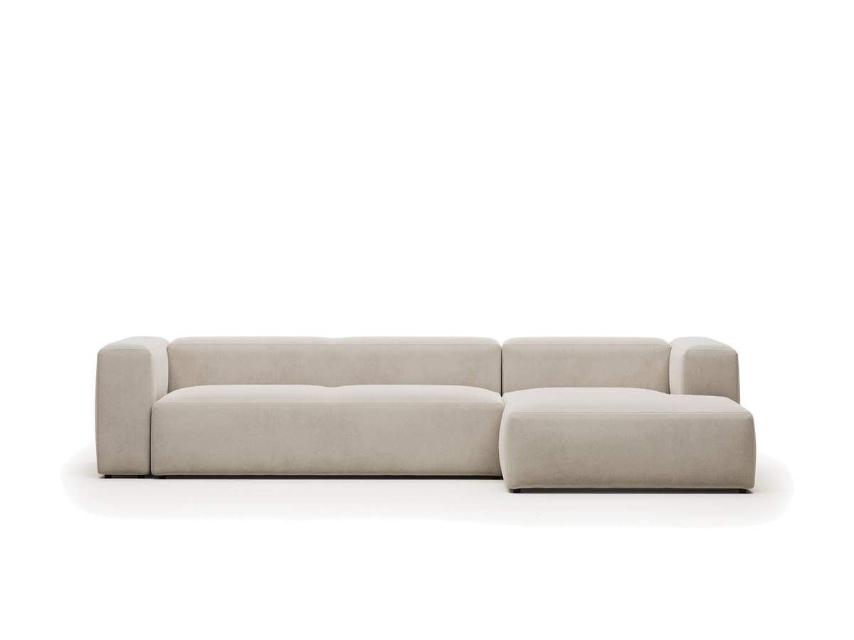 Kave Home Blok 4-zitsbank in beige chenille en met chaise longue rechts 330 cm FSC Mix Credit