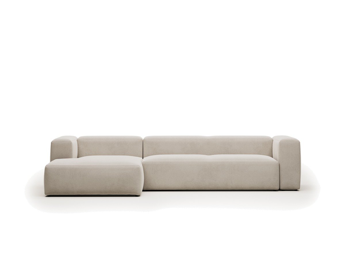 Kave Home Blok 4-zitsbank in beige chenille en met chaise longue links 330 cm FSC Mix Credit