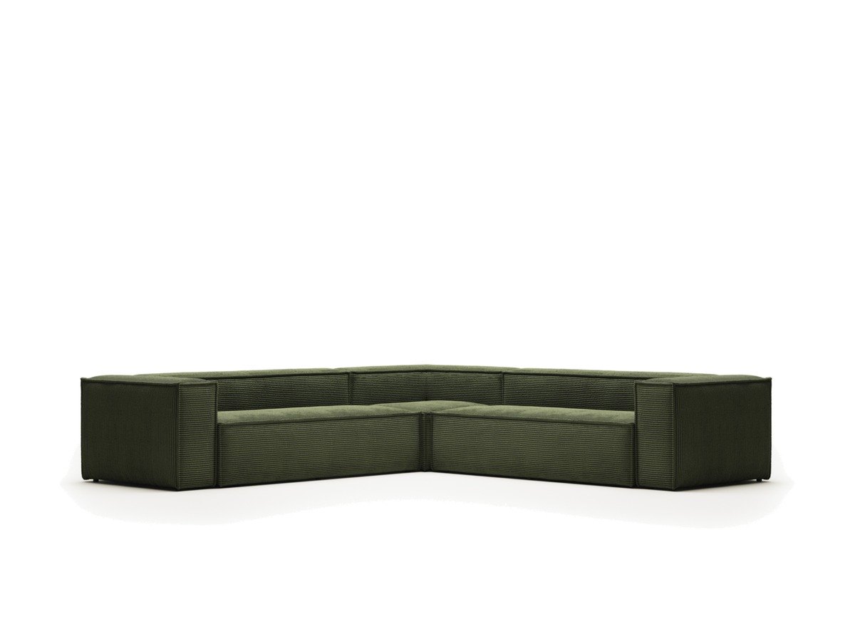 Kave Home Blok 6-zitshoekbank in dik groen ribfluweel 320 x 320 cm FSC Mix Credit