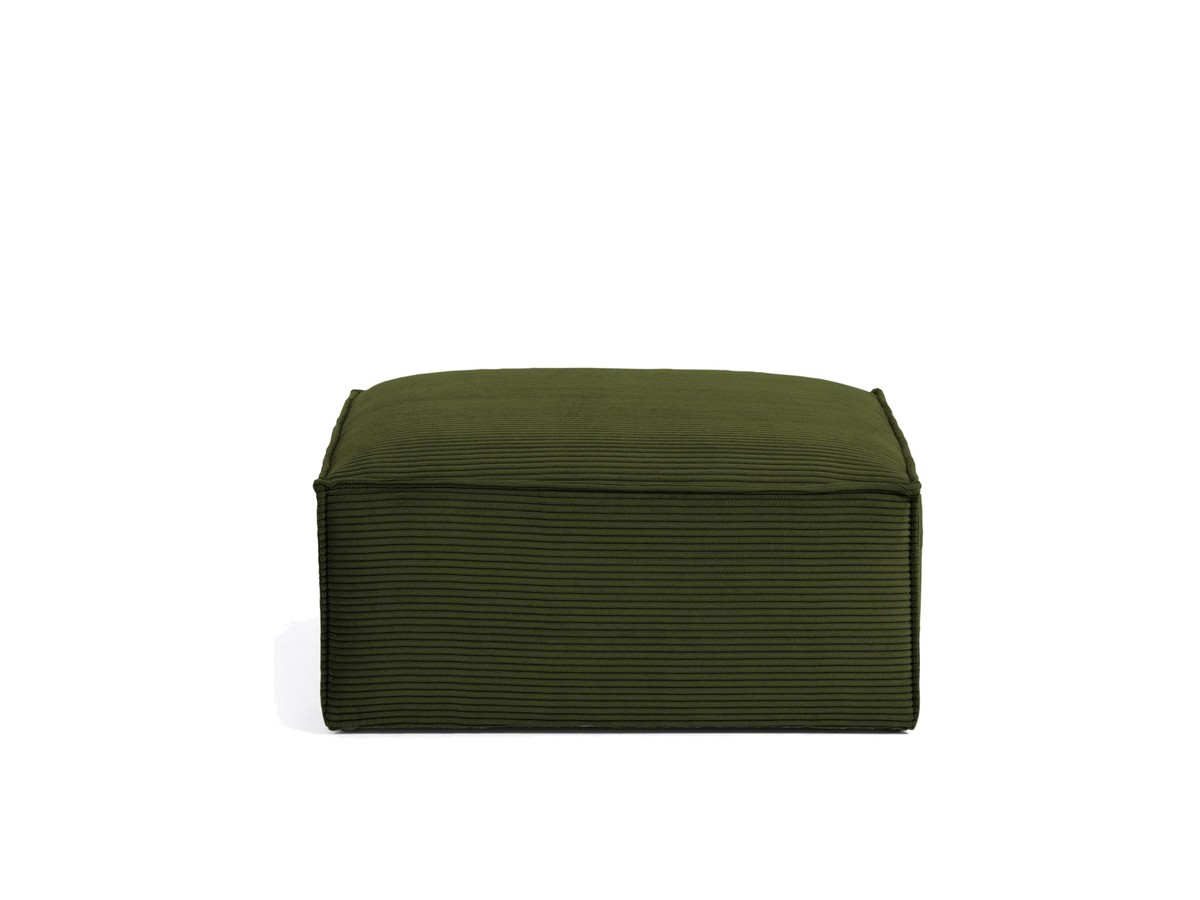 Kave Home Blok-voetenbankje in dik groen ribfluweel 90 x 74 cm FSC Mix Credit