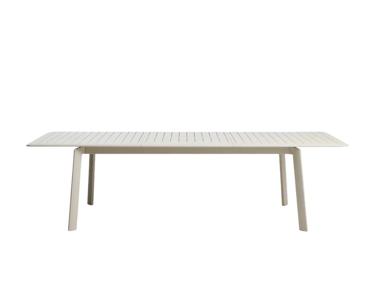 Kave Home Brela uitschuifbare tafel van aluminium in naturelkleur 205(287) x 100 cm