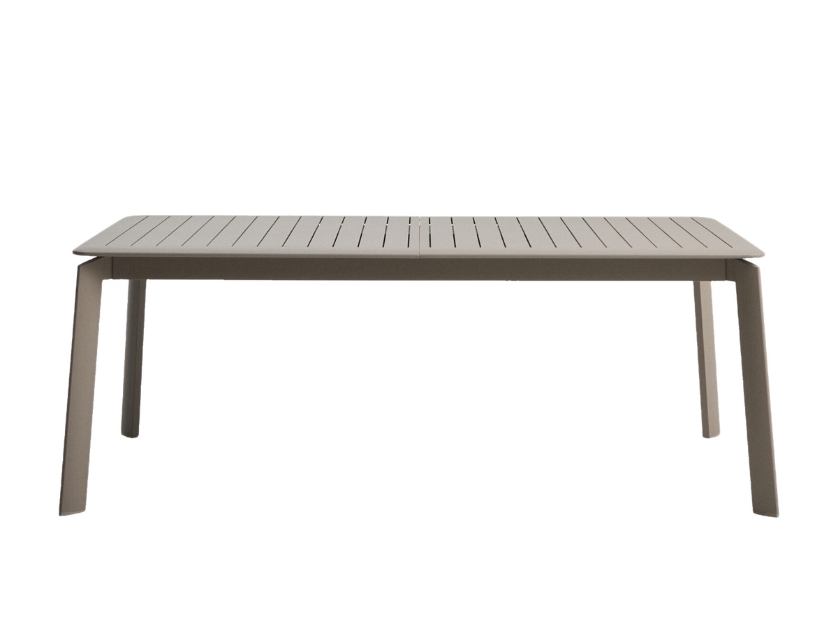 Kave Home Brela uitschuifbare tafel van taupe aluminium 205(287) x 100 cm