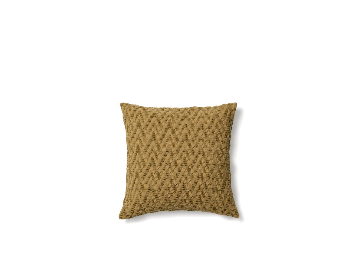 Kave Home Evone kussenhoes van 100% katoen met wafelstructuur mosterd 50 x 50 cm