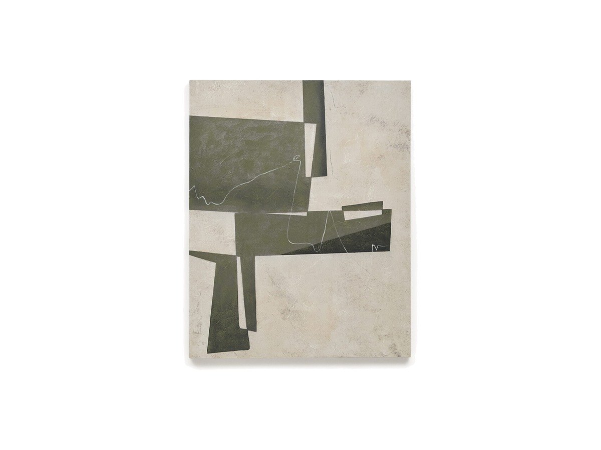 Kave Home Fida abstract doek in groen 118 x 94 cm