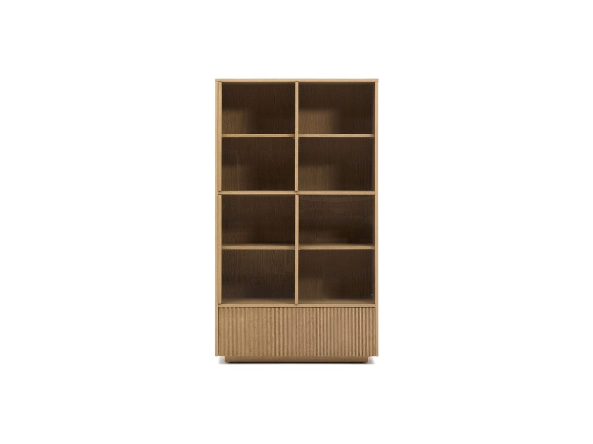 Kave Home Helvine vitrinekast 4 deuren 2 laden van eikenfineer en gehard glas 100 x 174 cm. FSC 100%
