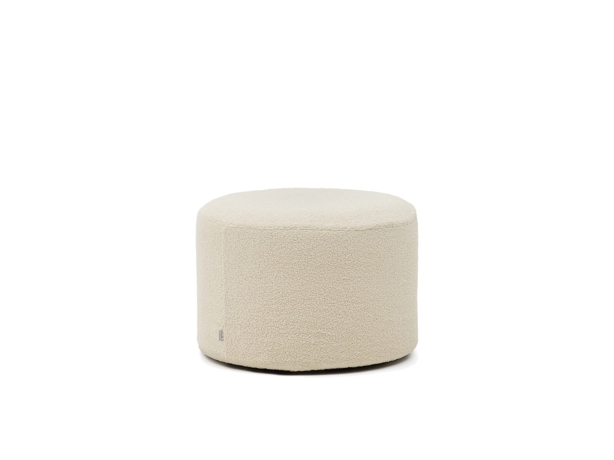 Kave Home Kaeli voetenbank met afneembare hoes in ecru bouclé Ø 60 cm