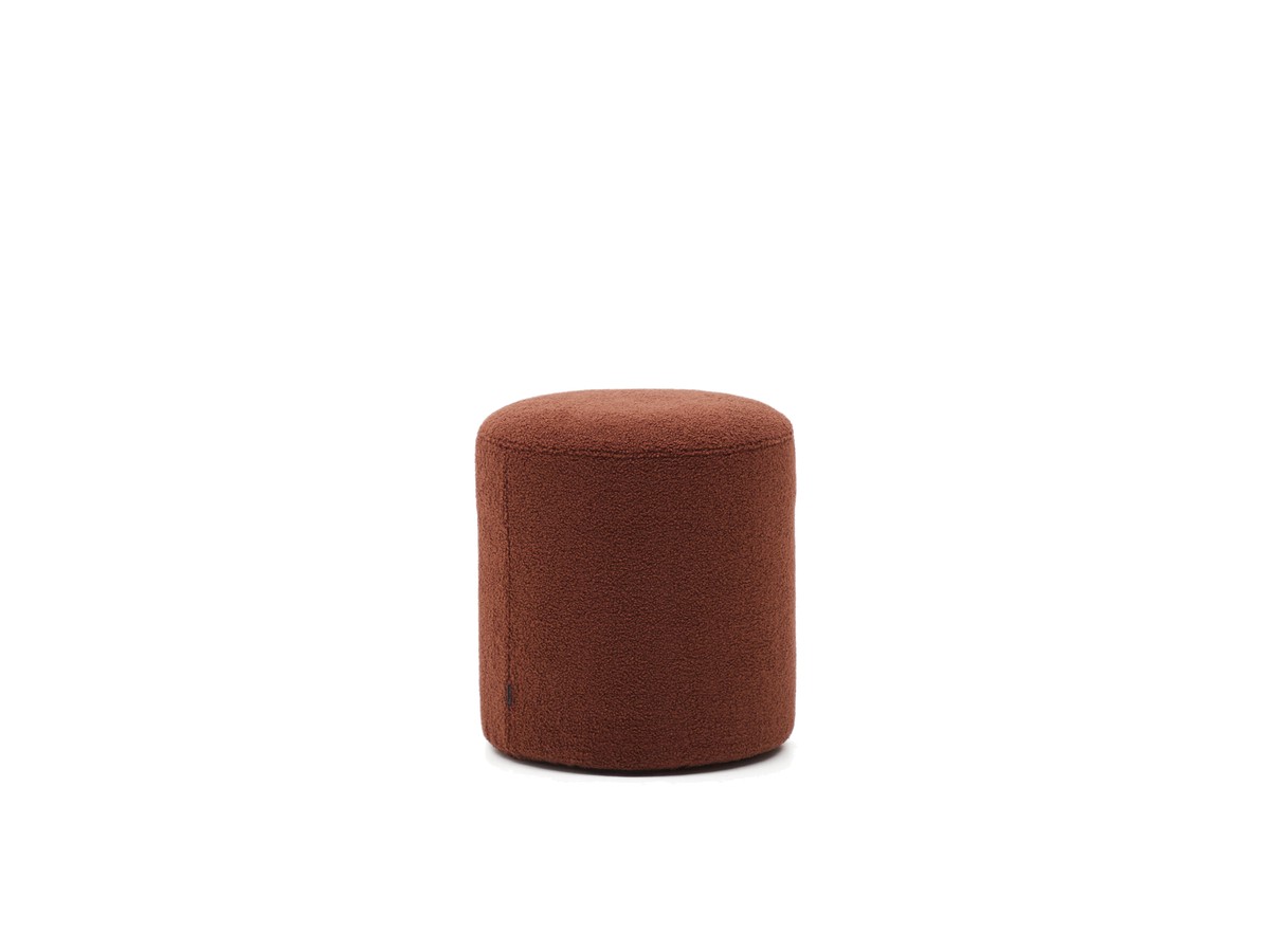 Kave Home Kaeli voetenbank met afneembare hoes in terracotta bouclé Ø 43 cm
