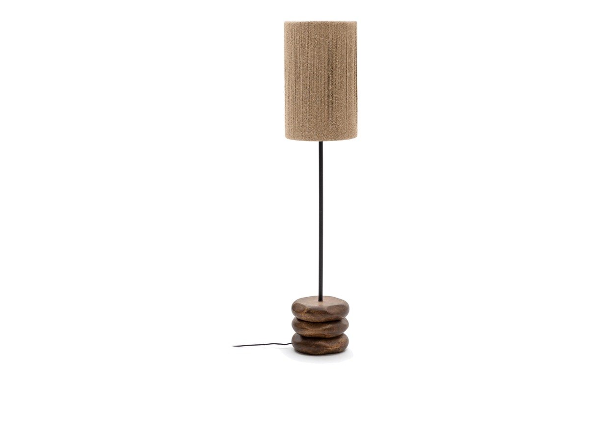 Kave Home Kor staande lamp van acaciahout met donkere afwerking en jute