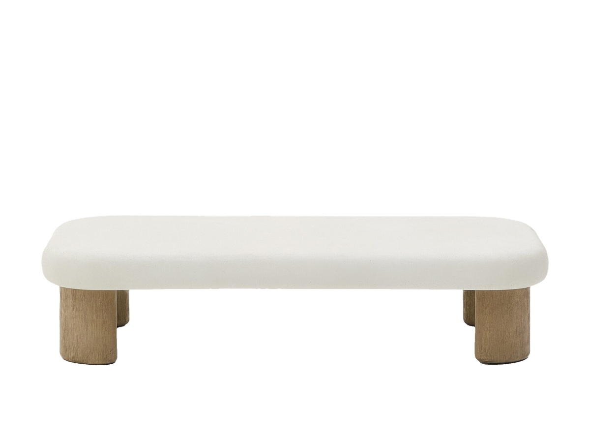 Kave Home Labra salontafel van cement en acaciahout 140 x 70 cm FSC 100%
