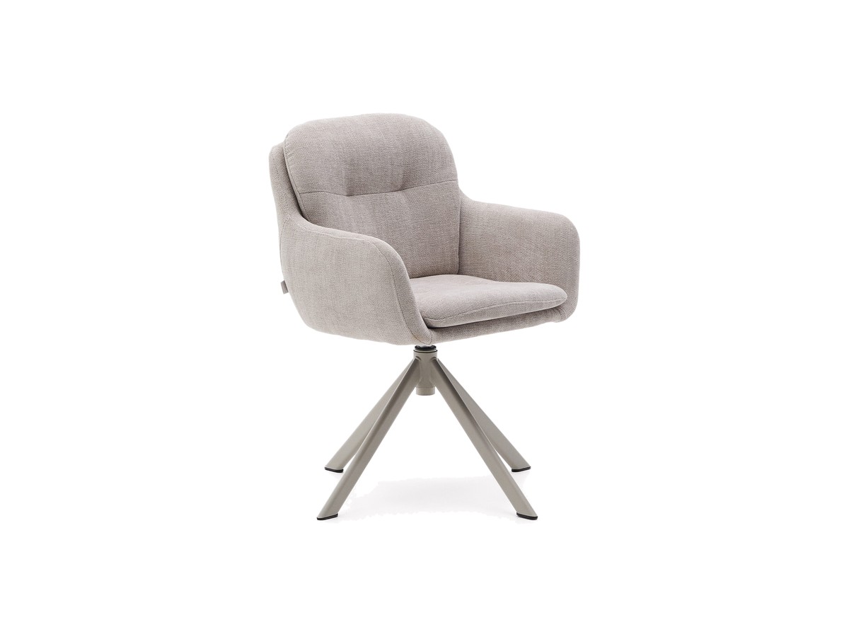 Kave Home Lexa draaistoel in beige chenille en stalen poten met beige afwerking