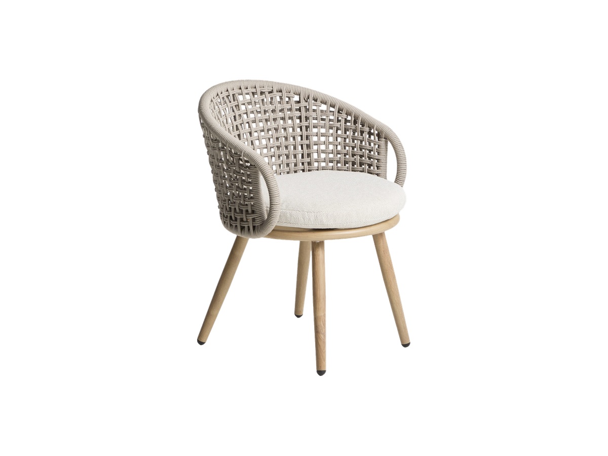 Kave Home Lidario outdoor stoel van aluminium met houteffect en taupe synthetisch touw