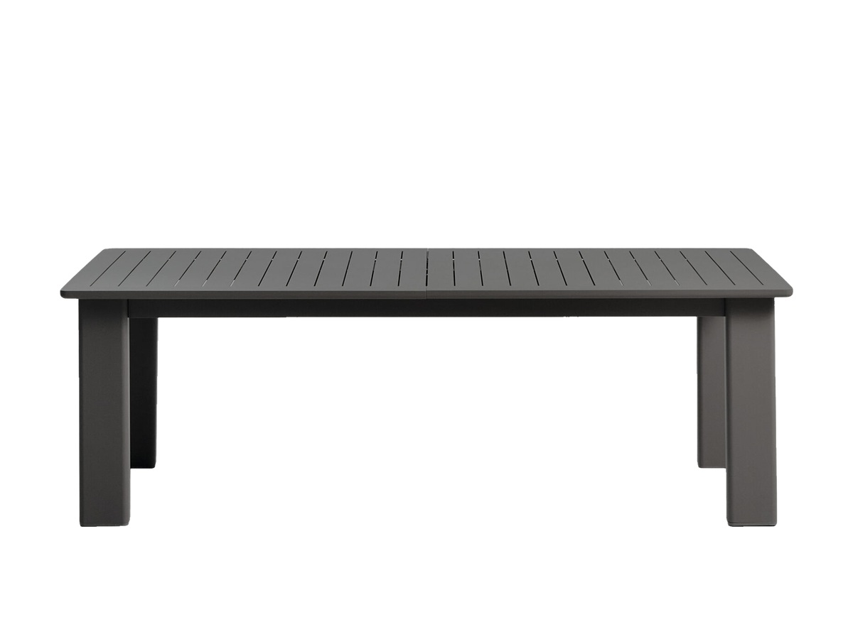 Kave Home Livorno uitschuifbare tafel van grafietkleurig aluminium 233(350) x 100 cm