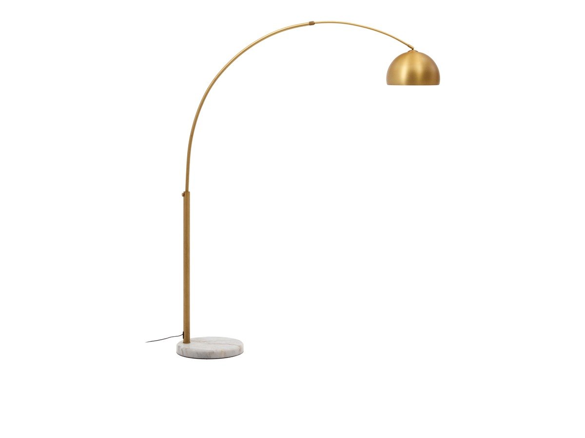 Kave Home Madali-vloerlamp van metaal met afwerking in messing en wit marmer