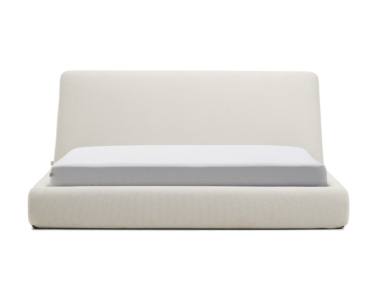 Kave Home Martina bed met afneembare hoes van ecru chenille voor matras van 180 x 200 cm