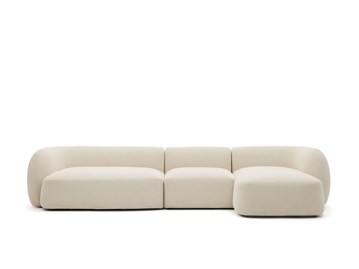 Kave Home Martina modulaire 4-zitsbank in ecru chenille met chaise longue rechts 377 cm
