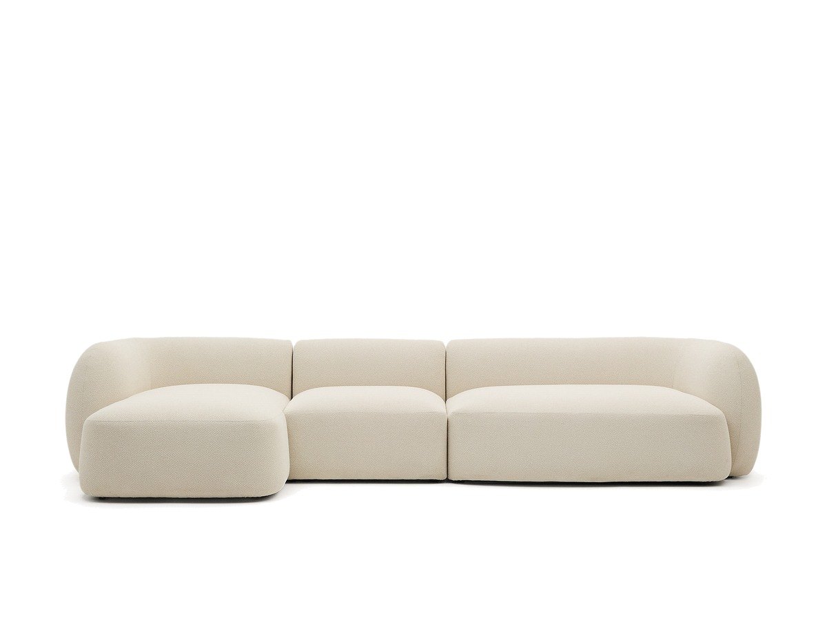 Kave Home Martina modulaire 4-zitsbank in ecru chenille met chaise longue links 377 cm