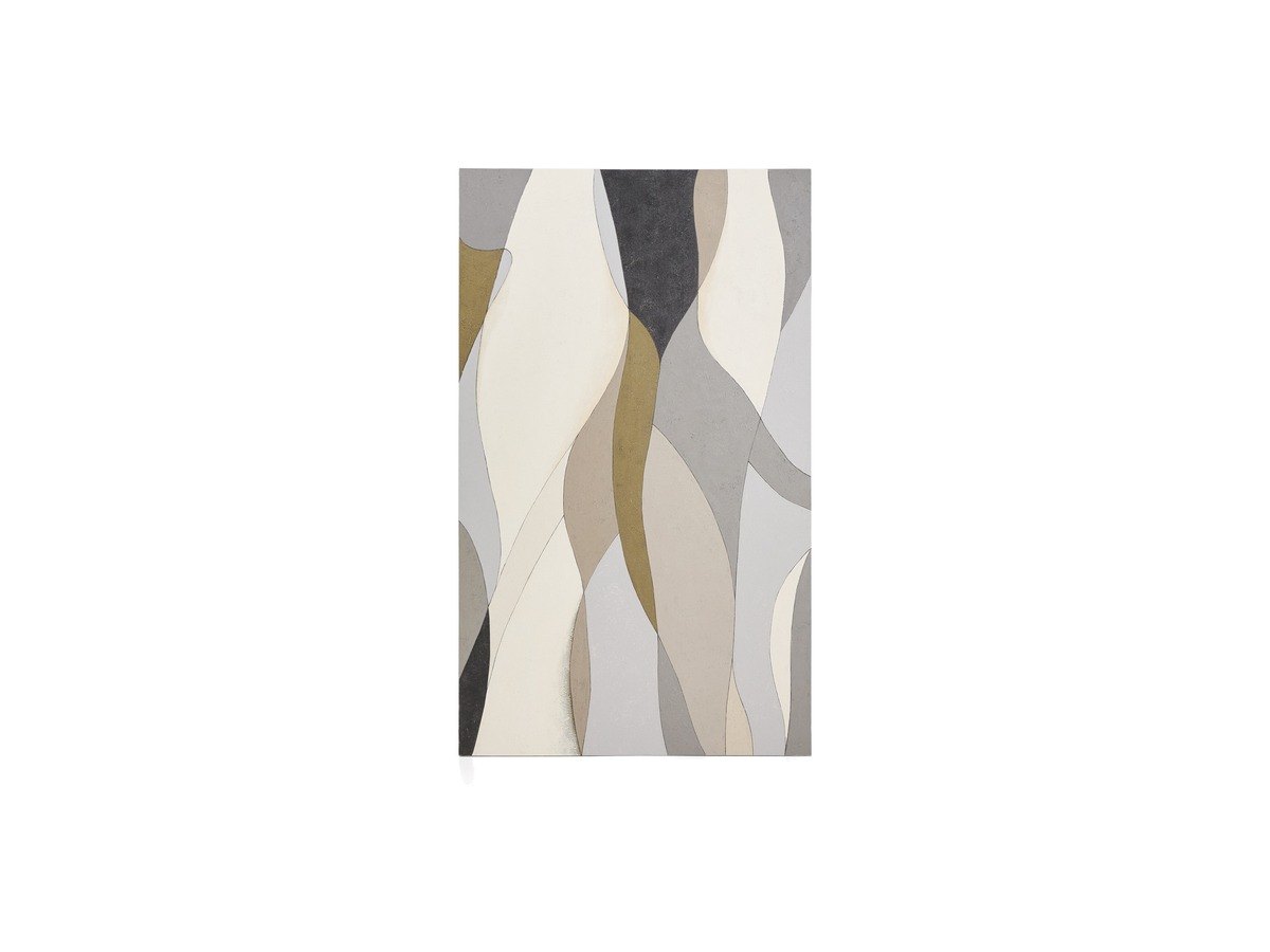 Kave Home Marvilo abstract canvas grijs en mosterdgeel 120 x 200 cm