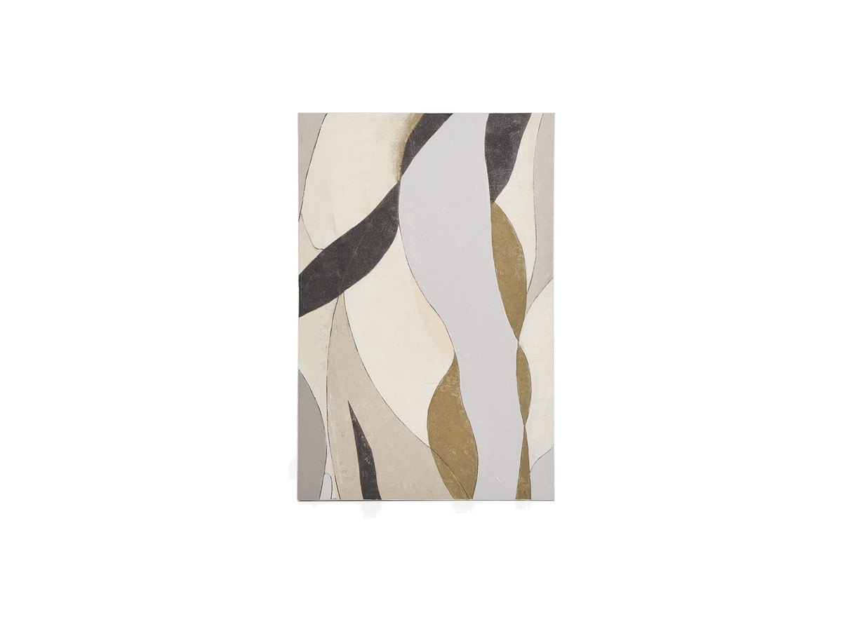 Kave Home Marvilo abstract canvas grijs en mosterdgeel 60 x 90 cm