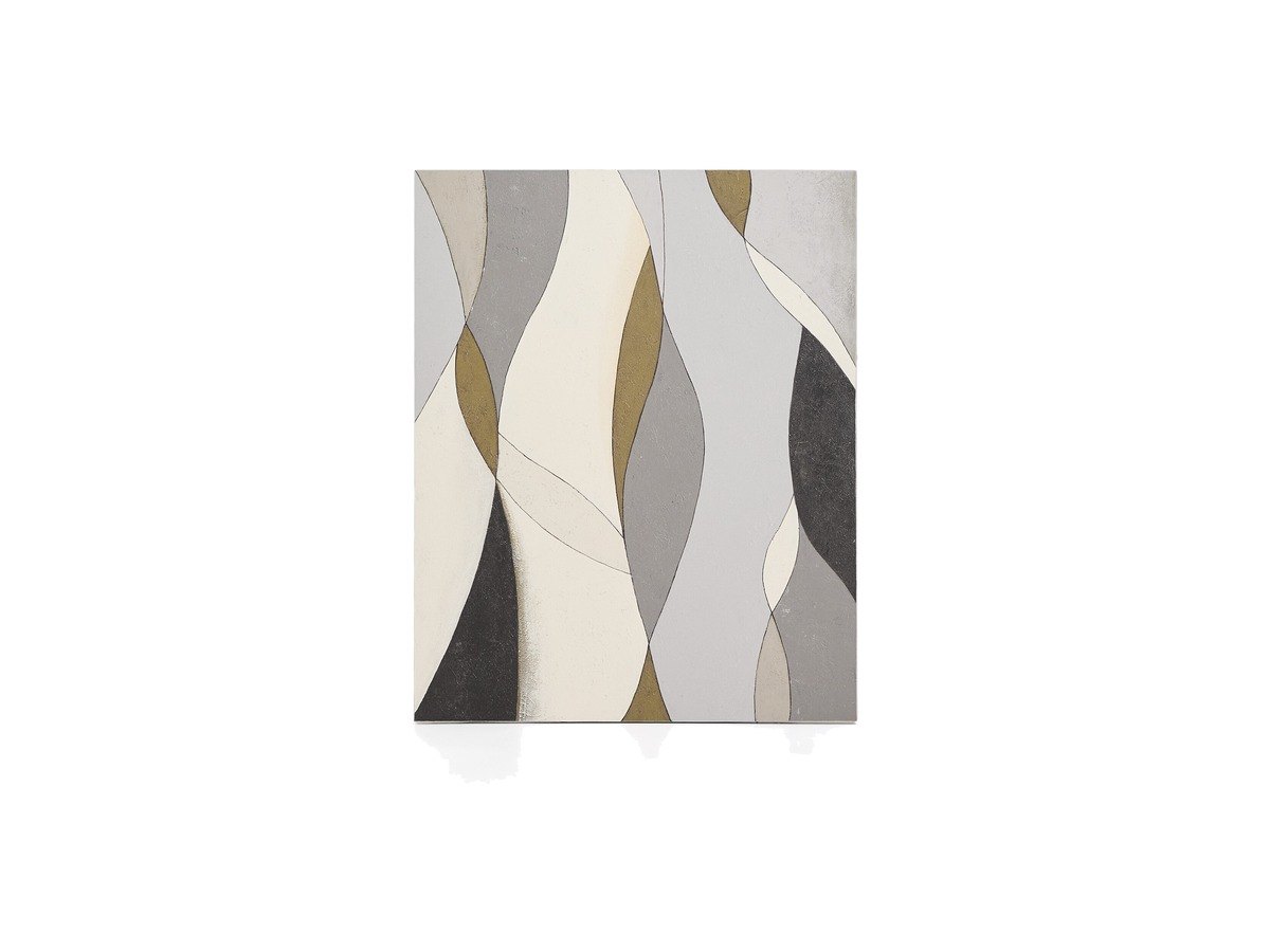 Kave Home Marvilo abstract canvas grijs en mosterdgeel 80 x 100 cm