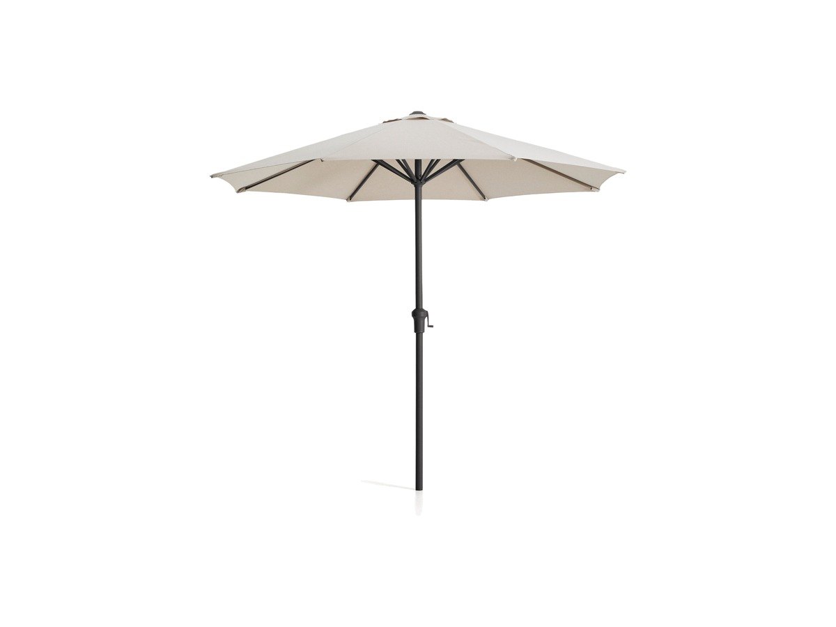 Kave Home Milna beige parasol met centrale paal en grafietkleurig stalen frame Ø300 cm