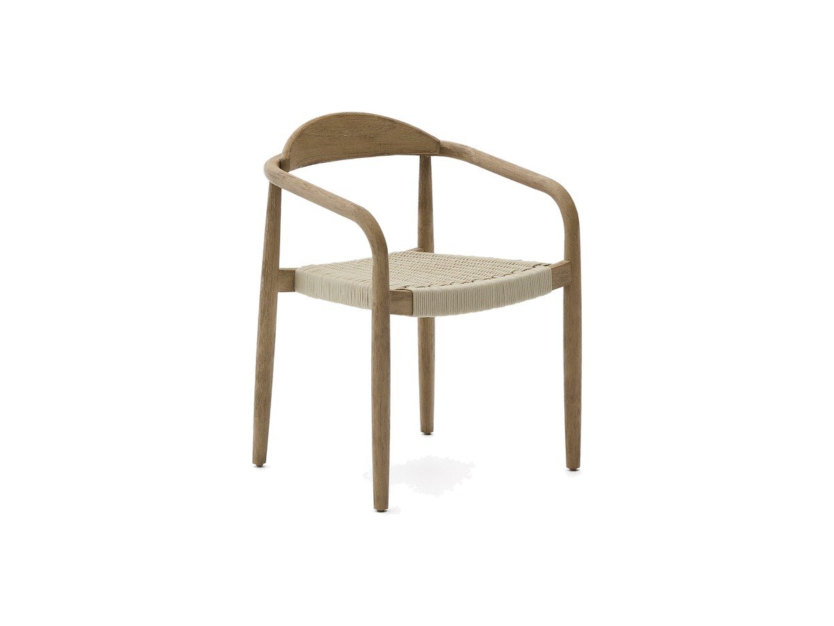 Kave Home Nina stapelbare stoel van massief acaciahout en ecru touw FSC 100%