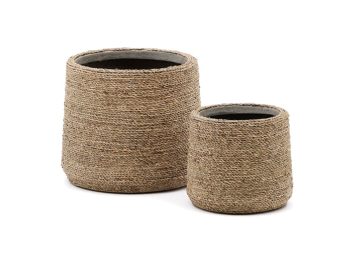 Kave Home Sigal set van 2 cement bloempotten met natuurlijke afwerking Ø 24 cm / Ø 31 cm