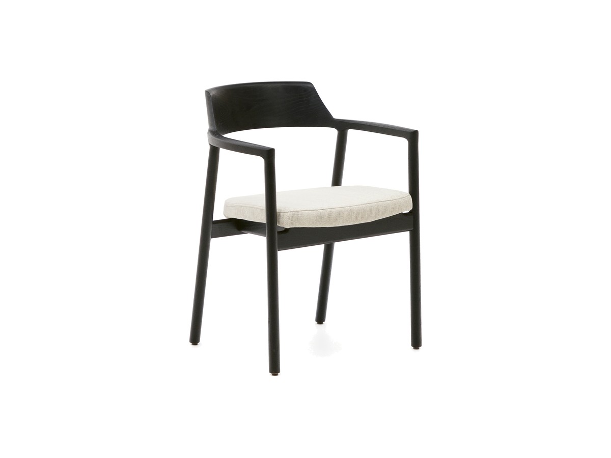 Kave Home Stoel Alocs massief eikenhout in zwart beige chenille afneembare hoes FSC Mix Credit