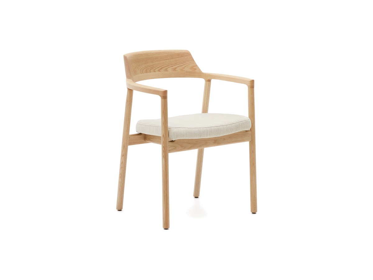 Kave Home Stoel Alocs massief eikenhout naturel beige chenille afneembare hoes FSC Mix Credit