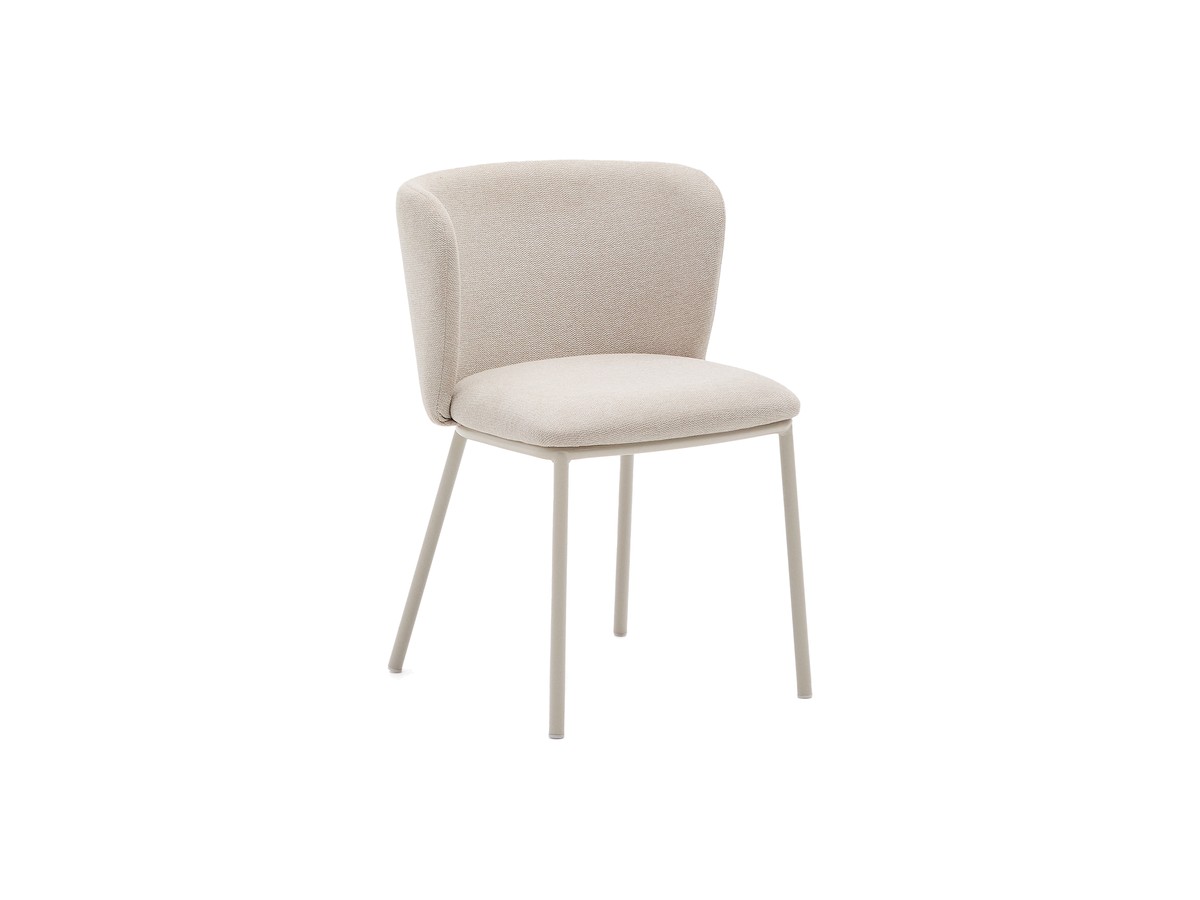 Kave Home Stoel Ciselia in beige chenille en beige metaal FSC Mix Credit
