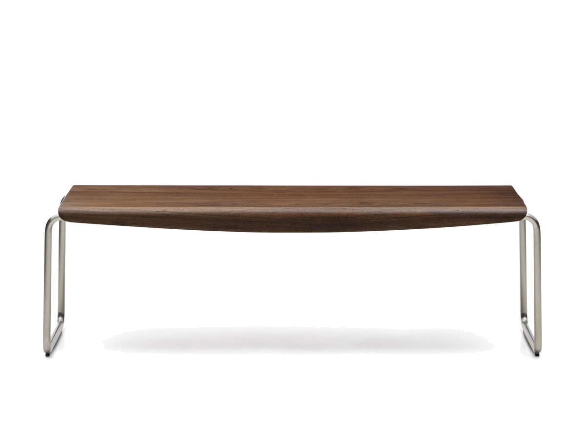 Kave Home Tarsel bank gemaakt van walnootfineer met geborsteld roestvrij stalen frame 142 cm