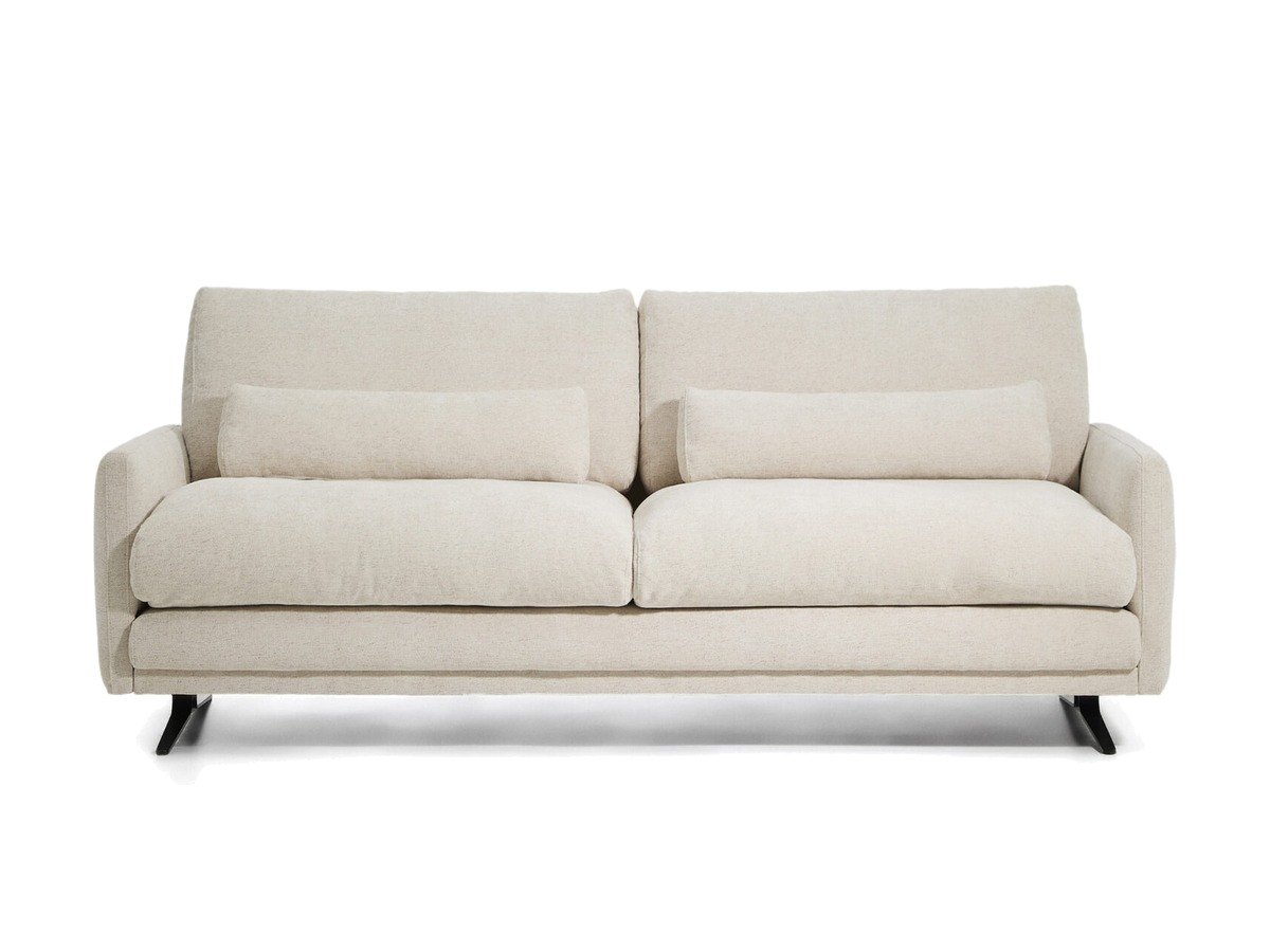 Kave Home Veliro 2-zitsbank in beige chenille met stalen poten in zwarte afwerking 210 cm FSC Mix Credit