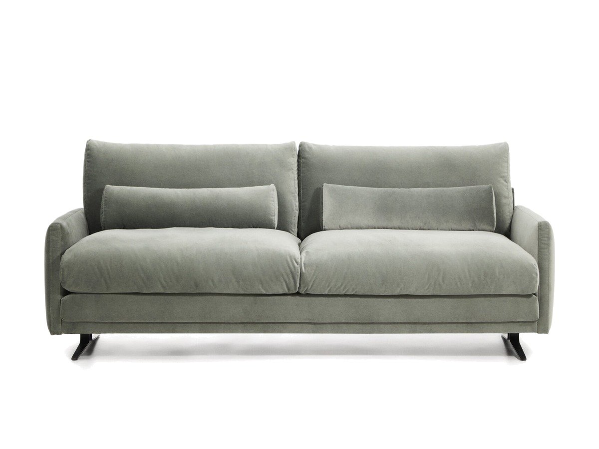 Kave Home Veliro 2-zitsbank in groen fluweel met stalen poten zwart afgewerkt 210 cm FSC Mix Credit
