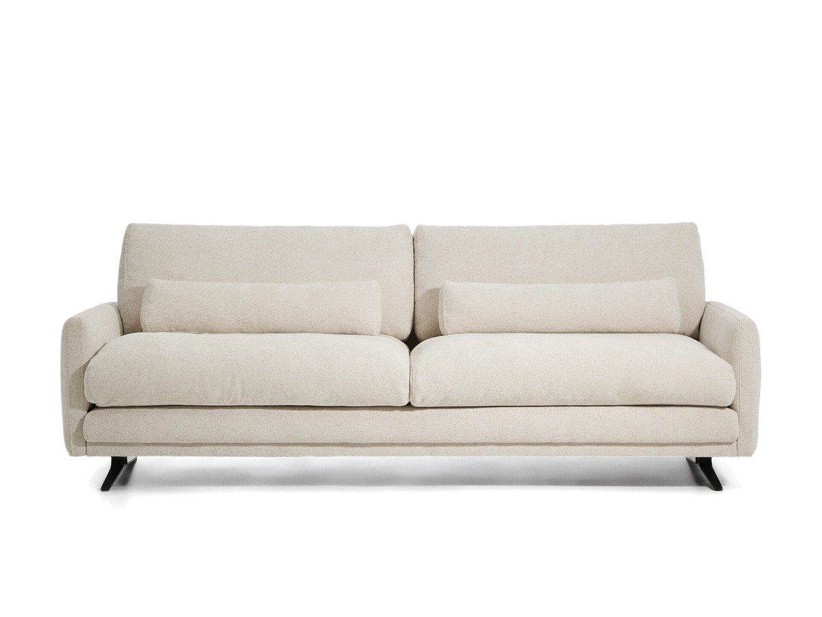 Kave Home Veliro 3-zitsbank in beige chenille met stalen poten in zwart 240 cm FSC Mix Credit