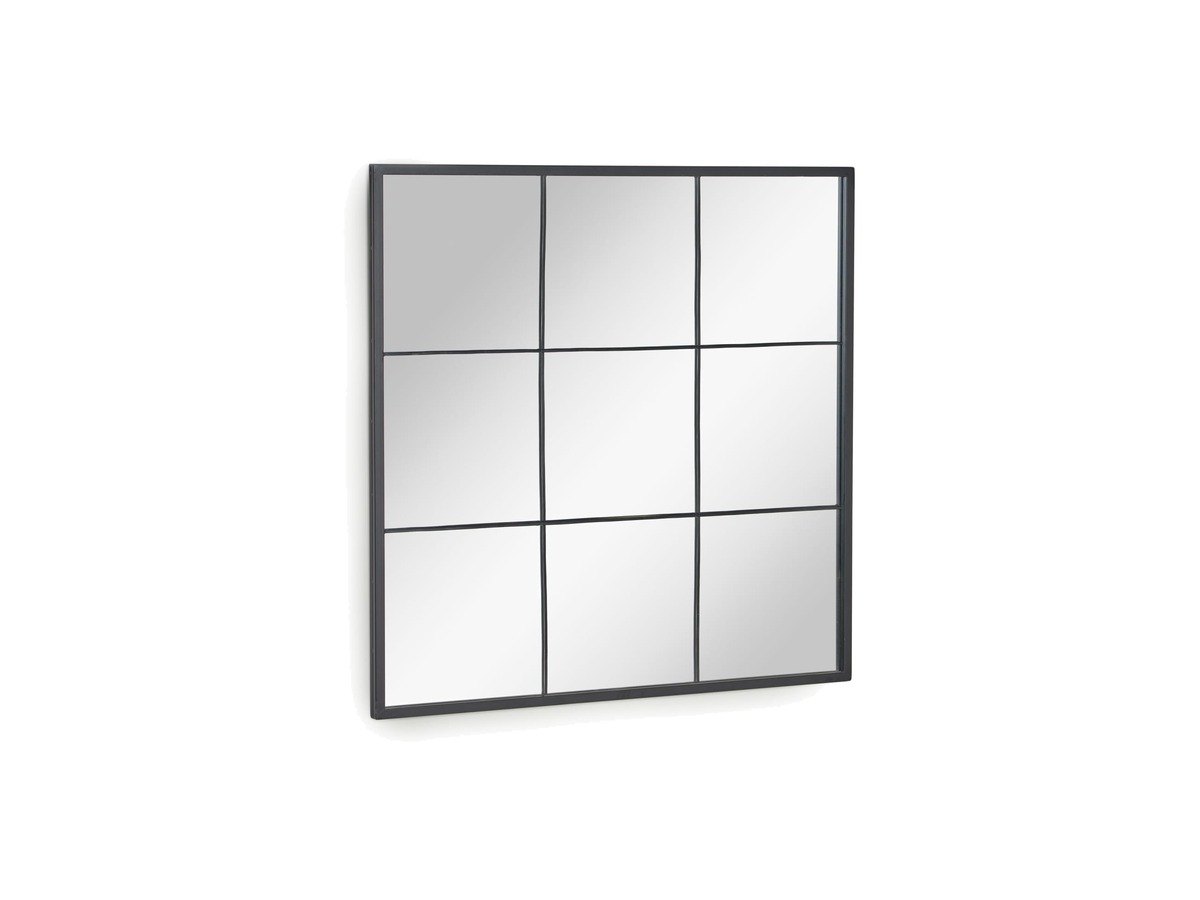 Kave Home Wandspiegel Ulrica van zwart metaal 80 x 80 cm