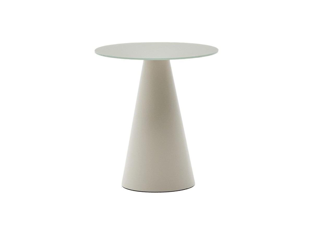 Kave Home Wilshire bijzettafel van gehard glas en metaal met een matgrijze afwerking, Ø 50 cm