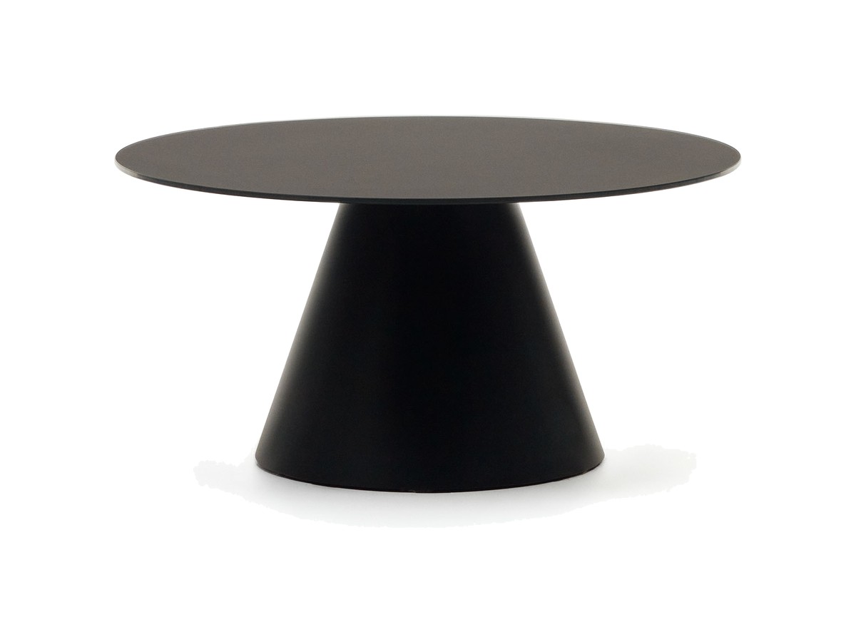 Kave Home Wilshire salontafel van gehard glas en metaal, zwart, Ø 80 cm