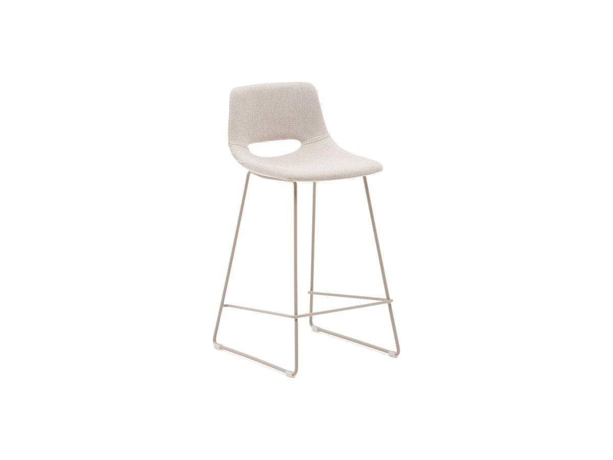 Kave Home Zahara beige kruk met staal in een beige afwerking, hoogte 65 cm FSC 100%