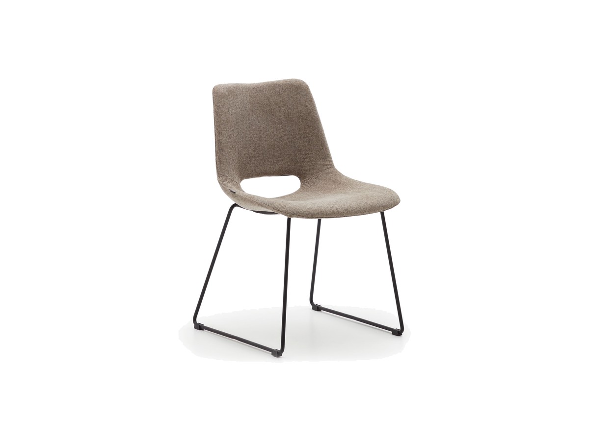 Kave Home Zahara bruine stoel met stalen poten en zwarte afwerking FSC 100%