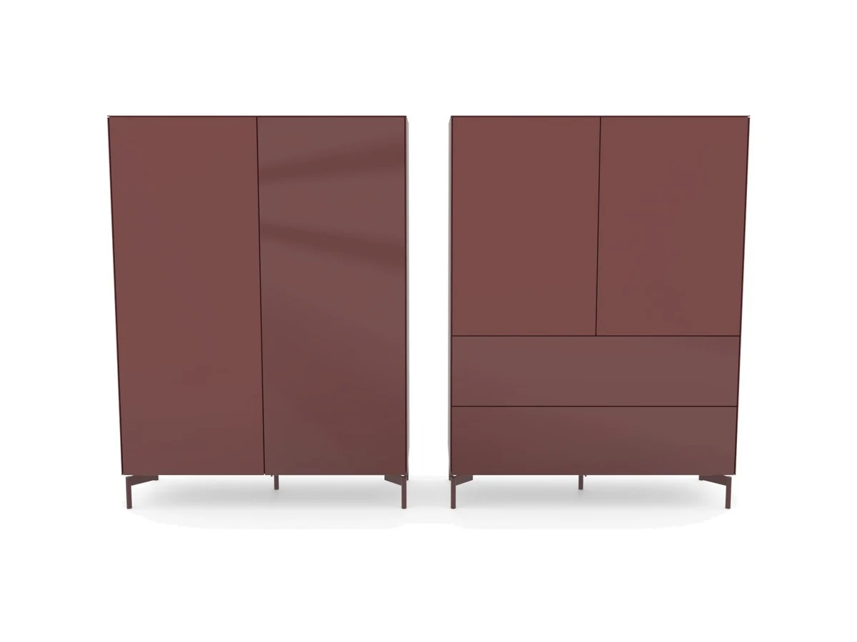 Spectral Side kastcombinatie in Maroon met glazen deuren, vrijstaand op wit